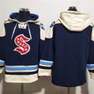 Men's Seattle Kraken Blank Deep Sea Blue Lace-Up Pullover Hoodie