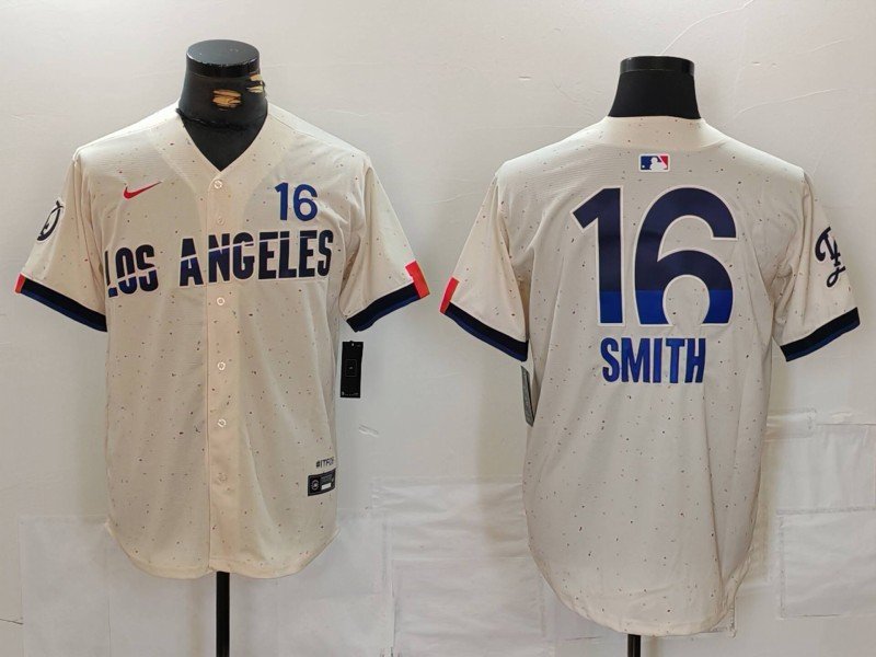 Los Angeles Dodgers #16 Will Smith Cream 2024 City Connect Limited Stitched Baseball Jersey