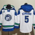 Men's Minnesota Timberwolves #5 Anthony Edwards White Lace-Up Pullover Hoodie