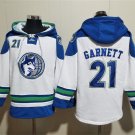 Men's Minnesota Timberwolves #21 Kevin Garnett White Lace-Up Pullover Hoodie