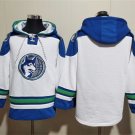 Men's Minnesota Timberwolves Blank White Lace-Up Pullover Hoodie