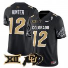 Buffaloes #12 Travis Hunter Black 2024 F.U.S.E. With Big 12 XII Patch Stitched Football Jersey