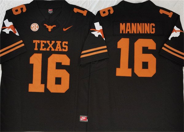 Texas Longhorns #16 Peyton Manning Black F.U.S.E. Stitched Jersey