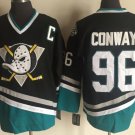 Anaheim Ducks #96 Charlie Conway Mighty Ducks Movie Black Green Ice Hockey Jerseys