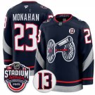 Columbus Blue Jackets #23 Sean Monahan Navy 2025 Stadium Series Patch Stitched Hockey Jersey