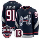 Columbus Blue Jackets #91 Kent Johnson Navy 2025 Stadium Series Patch Stitched Hockey Jersey