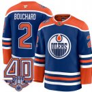 Edmonton Oilers #2 Evan Bouchard Royal Home 40th Anniversary Patch Premium Stitched Hockey Jersey