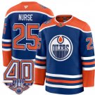 Edmonton Oilers #25 Darnell Nurse Royal Home 40th Anniversary Patch Premium Stitched Hockey Jersey