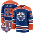 Edmonton Oilers Wayne #99 Gretzky Royal Home 40th Anniversary Patch Premium Stitched Hockey Jersey