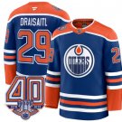 Edmonton Oilers #29 Leon Draisaitl Royal Home 40th Anniversary Patch Premium Stitched Hockey Jersey