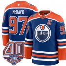 Edmonton Oilers #97 Connor McDavid Royal Home 40th Anniversary Patch Premium Stitched Hockey Jersey
