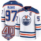 Edmonton Oilers #97 Connor McDavid White Away 40th Anniversary Patch Premium Stitched Hockey Jersey