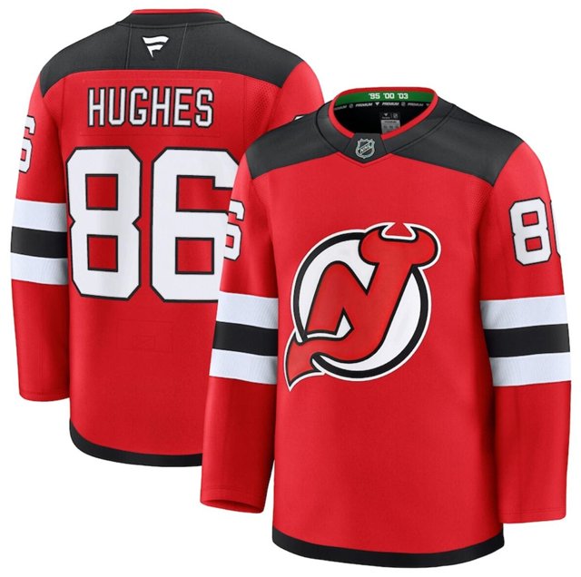 Men's New Jersey Devils #86 Jack Hughes Red 2024-25 Home Stitched Hockey Jersey