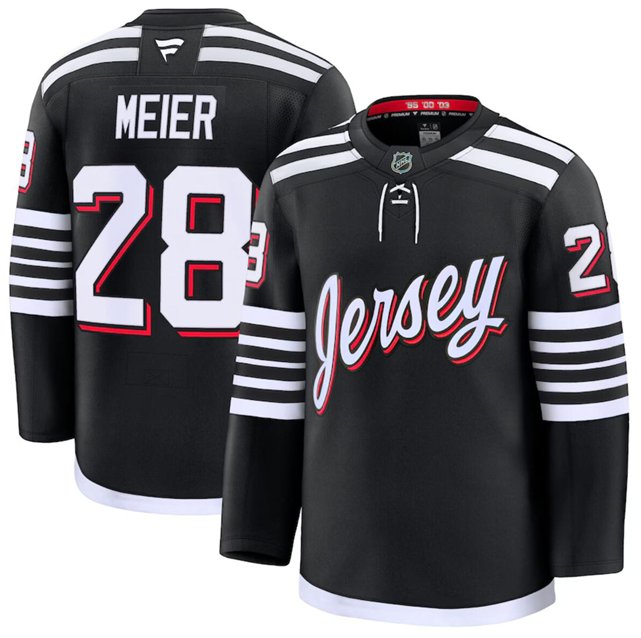 Men's New Jersey Devils #28 Timo Meier Black 2024-25 Alternate Stitched Hockey Jersey