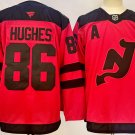 Men's New Jersey Devils #86 Jack Hughes Red 2024-25 With A Patch Stitched Hockey Jersey