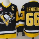 Penguins #66 Mario Lemieux Black 1992 Stanley Cup With 1931-91 Badger 25TH C Patch Throwback Jersey