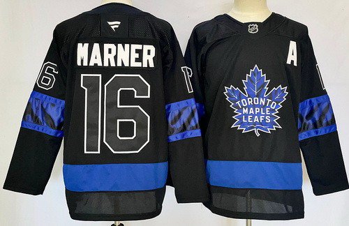 Toronto Maple Leafs #16 Mitch Marner Black Alternate With A Patch Authentic Stitched Hockey Jersey