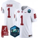 Alabama Crimson Tide Nick Saban White 2025 Relia Quest Bowl Patch F.U.S.E. Limited Stitched Jersey