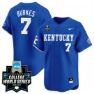 Kentucky Wildcats #7 Devin Burkes Blue 2024 College Baseball World Series Jersey