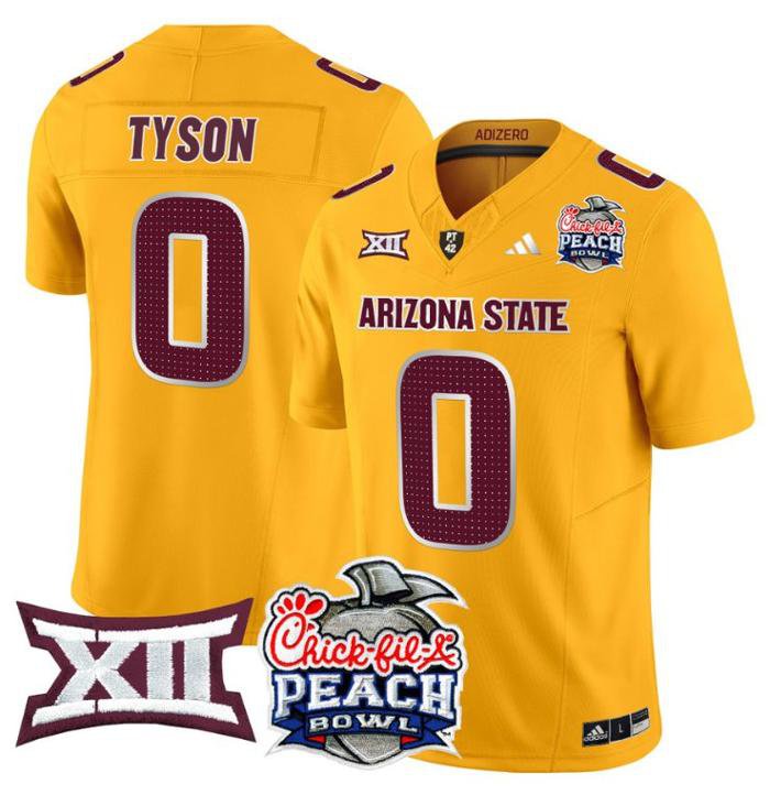 Arizona State Sun Devils #0 Jordyn Tyson 2025 Peach Bowl Gold Stitched Jersey
