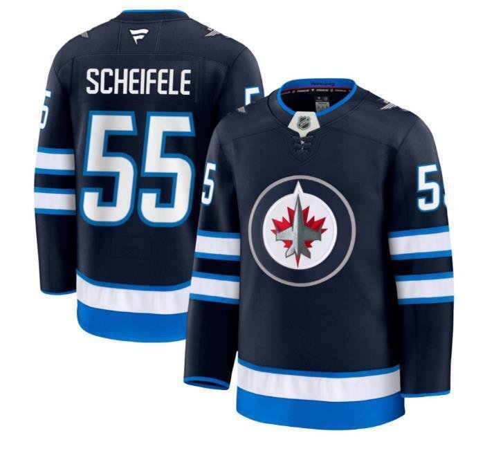 Men's Winnipeg Jets #55 Mark Scheifele Navy 2024-25 Home Stitched Hockey Jersey