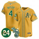 Lawrence Butler Jersey #4 Oakland Athletics 2025 Rickey Henderson Memorial Stitched Yellow