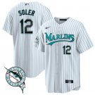 Miami Marlins #12 Jorge Soler Throwback Cool Base All Stitched Jersey