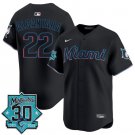 Miami Marlins #22 Sandy Alcantara 30 Seasons Anniversary Patch Limited Stitched Black Jersey