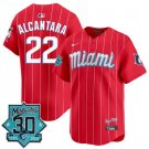 Miami Marlins #22 Sandy Alcantara 30 Seasons Anniversary Patch Limited Stitched City Connect Jersey