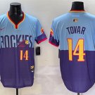 Colorado Rockies #14 Ezequiel Tovar Purple Light Blue 2025 City Connect Limited Stitched Jersey
