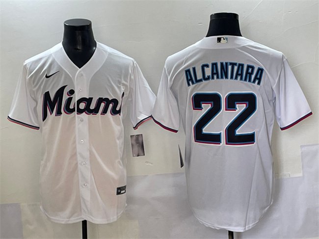 Miami Marlins #22 Sandy Alcantara White Cool Base Stitched Baseball Jersey