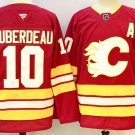 Men's Flames #10 Jonathan Huberdeau Stitched Jersey Red