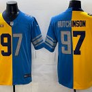 Aidan Hutchinson Detroit Lions Yellow Blue Stitched Jersey Split