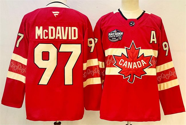 Connor McDavid Canada Red 2025 4 Nations Face-Off Premium Stitched Jersey