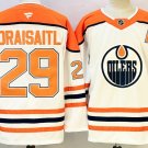 Leon Draisaitl Edmonton Oilers White Orange With A Patch Stitched Jersey