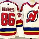 New Jersey Devils #86 Jack Hughes White Red With A Patch Stitched Hockey Jersey