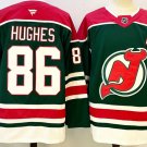 New Jersey Devils #86 Jack Hughes Green Red With A Patch Stitched Hockey Jersey