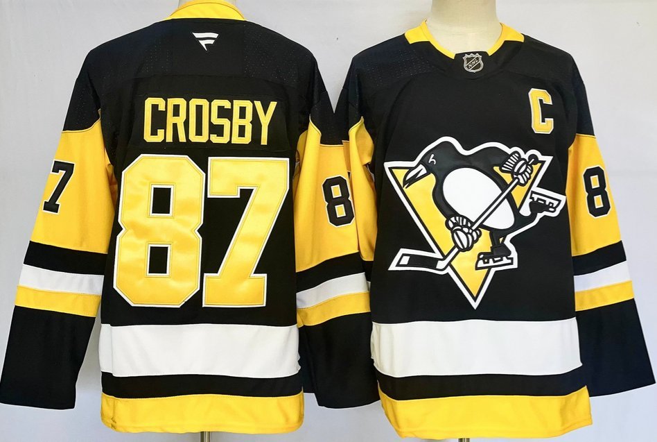 Sidney Crosby Pittsburgh Penguins Black Wich C Patch Stitched Hockey Jersey Alternate