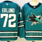 San Jose Sharks #72 William Eklund Teal Authentic Jersey