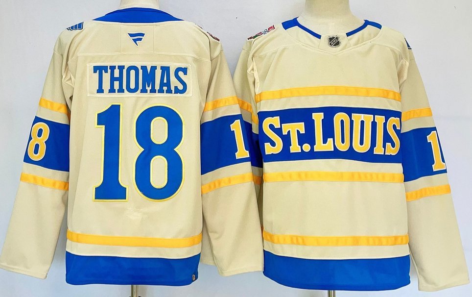 St. Louis Blues #18 Robert Thomas Cream 2024-25 Winter Classic Stitched Hockey Jersey