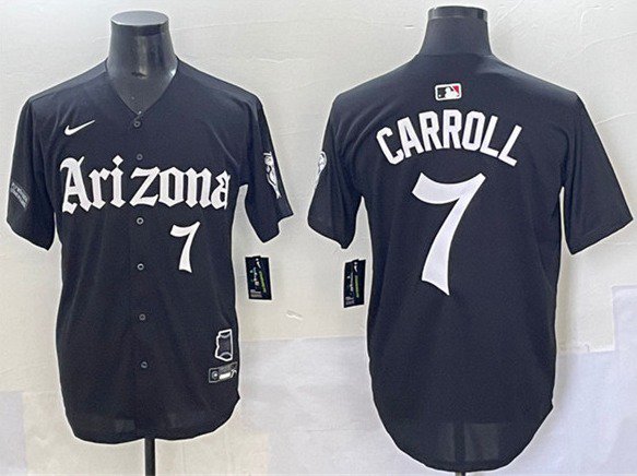 Corbin Carroll Arizona Diamondbacks #7 Black 'Gothic Desert Fang Edition' Stitched Jersey