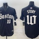 Trevor Story Boston Red Sox #10 Black Gothic Stitched Jersey