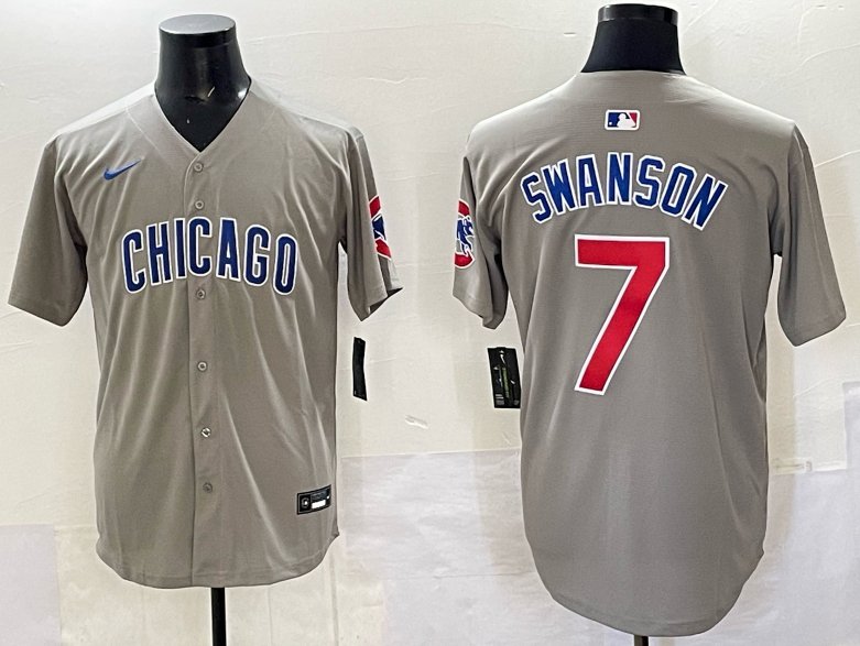 Dansby Swanson Chicago Cubs #7 Gray Jersey Stitched