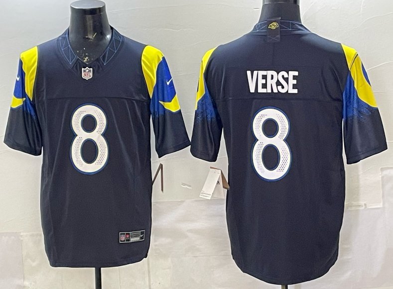 Jared Verse Los Angeles Rams #8 midnight blue 2025 Stitched Shirt F.U.S.E. &acirc;��Rivalries&acirc;��