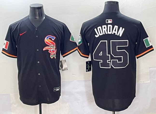 Michael Jordan Chicago White Sox #45 Black Mexico Jersey Stitched