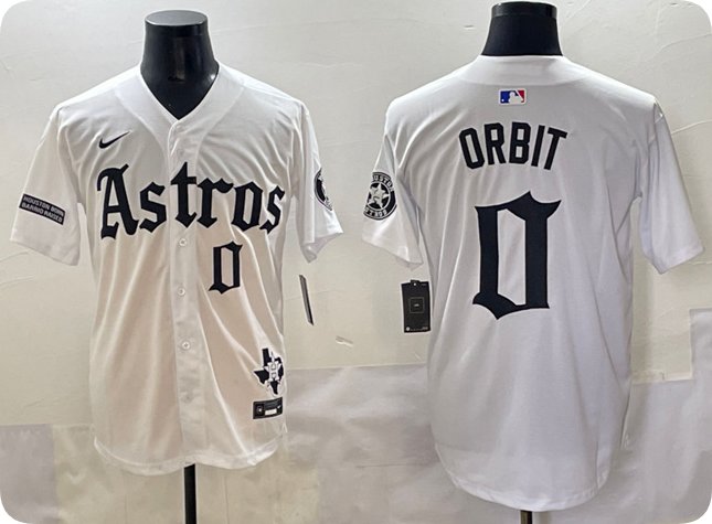 Orbit Houston Astros #0 White Gothic 'Houston Born Barrio Raised' Limited Stitched