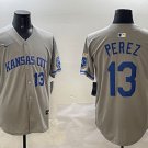 Salvador Perez Kansas City Royals #13 Gray Away Limited Stitched