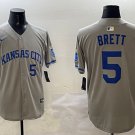 George Brett Kansas City Royals #5 Gray Away Stitched Jersey