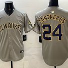 William Contreras Milwaukee Brewers #24 Grey Jersey Stitched