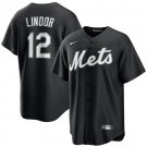 Francisco Lindor New York Mets #12 Black Lights Out Limited Stitched Jersey